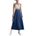 A-Line High Waist Loose Mid-Length Denim Skirt NSJM105169