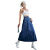 A-Line High Waist Loose Mid-Length Denim Skirt NSJM105169