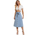 High-Waisted A-Shaped Slim Denim Skirt NSJM105171