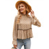 Solid Color Jacquard Hedging Trumpet Sleeve Chiffon Top NSJM105178