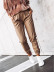 Solid Color Tether Slim Leather Pants NSHM105193