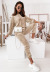 Solid Color Gold Velvet Round Neck Long-Sleeved Trousers Casual Set NSHM105199