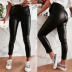 Pu Leather Tight-Fitting Pants NSHM105204