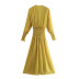 Yellow Bow-Knot Decorated Elastic Casual Dress NSXFL105249