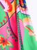 Contrast Color Print Lantern-Sleeved V-Neck Dress NSXFL105255