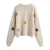 Long-Sleeved Flower Embroidery Sweater Cardigan NSXFL105261