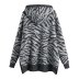 Blended Zebra Print Hooded Knitted Sweater NSXFL105276