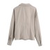 Gray Long-Sleeved Hollow Shirt NSXFL105287