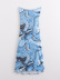 Blue Print Tube Top Hollow Dress NSXFL105288