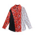 Color Matching Floral Printed Long-Sleeved Shirt NSXFL105289