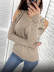 Solid Color Beaded Round Neck Pullover Long-Sleeved Sweater NSJXW105444