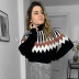 Rhombus Loose Half High Neck Pullover Sweater NSJXW105446