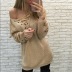 V-Neck Lace-Up Buttoned Mid-Length Knitted Dress NSJXW105447