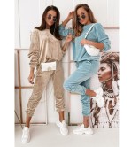 Pure Color Gold Velvet Round Neck Long-sleeved Trousers Casual Set Nihaostyles Wholesale Clothes NSHM105199