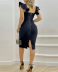 Sleeveless Ruffled Slit Tight Dress NSXPF105521