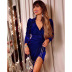 Solid Color V-Neck Velvet Loose Prom Dress NSOYL105551