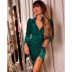 Solid Color V-Neck Velvet Loose Prom Dress NSOYL105551