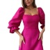 Solid Color Square Neck Slit Princess Dress NSOYL105570