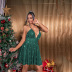 Low-Cut Sequin Christmas Suspender Prom Dress NSGHW105582