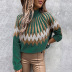 suéter de punto casual suelto de manga larga estampado de cuello alto nihaostyles ropa al por mayor NSSYV105645