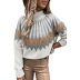 printed high-neck long-sleeved loose casual knit sweater nihaostyles wholesale clothes NSSYV105645