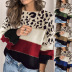 hit color estampado de leopardo suelto suéter de cuello redondo nihaostyles ropa al por mayor NSSYV105646