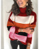 high-neck stitching striped sweater nihaostyles wholesale clothes NSSYV105652