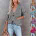 pure color V-neck single-breasted long-sleeved sweater cardigan nihaostyles wholesale clothes NSSYV105657
