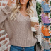 Loose Knitted V-neck Sweater nihaostyles wholesale clothes NSSYV105658