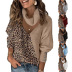 leopard print color matching V-neck loose neck openwork sweater nihaostyles wholesale clothes NSSYV105674