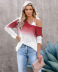 long sleeve V-neck spray-dyed top nihaostyles wholesale clothes NSSYV105678