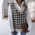 V-Neck Houndstooth Casual Loose Knit Sweater Vest NSBJ105774
