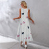 Printed V-Neck Sleeveless Loose Dress NSGYX105783