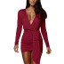 V-Neck Folds Slim Irregular Sheath Dress NSCQ105785