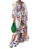 Lantern Sleeve Print V-Neck Full-Length Dress NSHMP105795