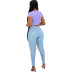 plus size high waist mid stretch stitching jeans nihaostyles clothing wholesale NSWL105838