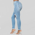 High Waist High Elastic Ripped Slim-Fit Jeans NSWL105844