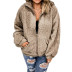 Solid Color Zipper Woolen Fleece Jacket NSYHY105967