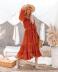 Layered Lace Long Sleeve Chiffon Dress NSOYL105995