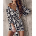 V-Neck Loose Zebra Pattern Dress NSOYL105996