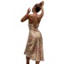 Printing V-Neck Backless Slit Off-Shoulder Slip Dress NSOYL106001