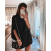 Solid Color Strapless Oblique Shoulder Loose Dress NSOYL106002