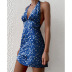 Printed Lanyard Lace Backless Dress NSOYL106009