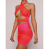 Solid Color Hanging Neck Strapless Dress NSOYL106010