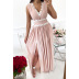 V-neck lace loose slit prom dress nihaostyles clothing wholesale NSOYL106011