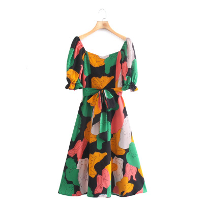 Color Printing Belt Dress Nihaostyles Clothing Wholesale NSXFL106088