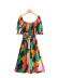 Color Print Belt Dress NSXFL106088