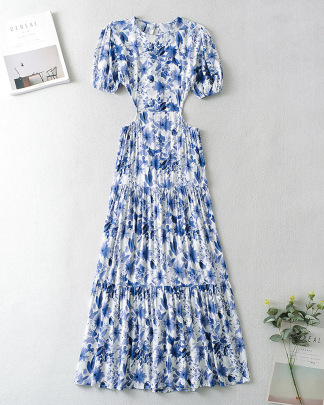 Wrinkle Printed Waistless Dress Nihaostyles Clothing Wholesale NSXFL106089