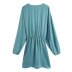 Long-Sleeved Faux Silk Satin Dress NSXFL106094