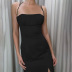 Solid Color High-Waist Pleated Slim Backless Slip Dress NSAFS106105